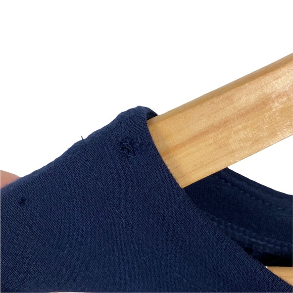 Loft Navy 3/4 Sleeve Black Lace Hem Knit Stretchy Blouse S Blue - Picture 9 of 10